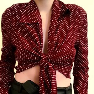 Burgundy polka dots top.